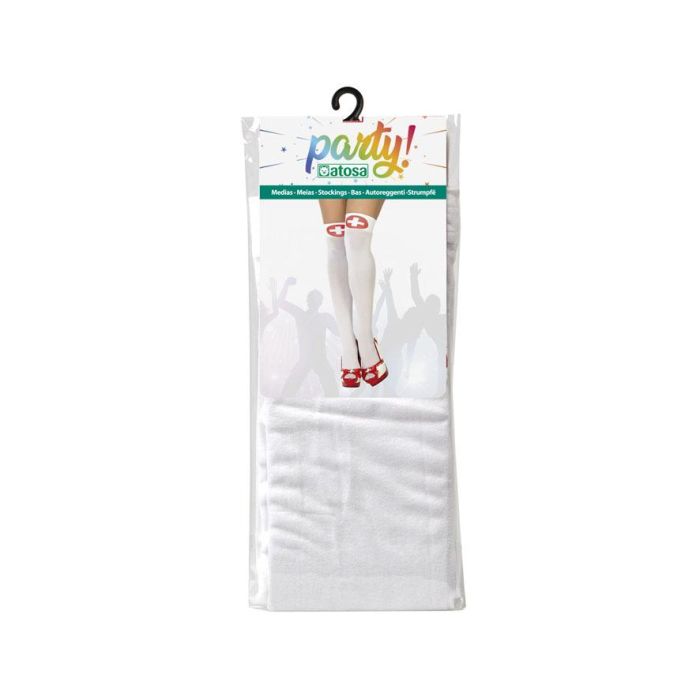 Medias de Enfermera Blancas con Cruz Roja para Disfraces de Adulto 1 Medias de Enfermera Blancas con Cruz Roja para Disfraces de Adulto 1