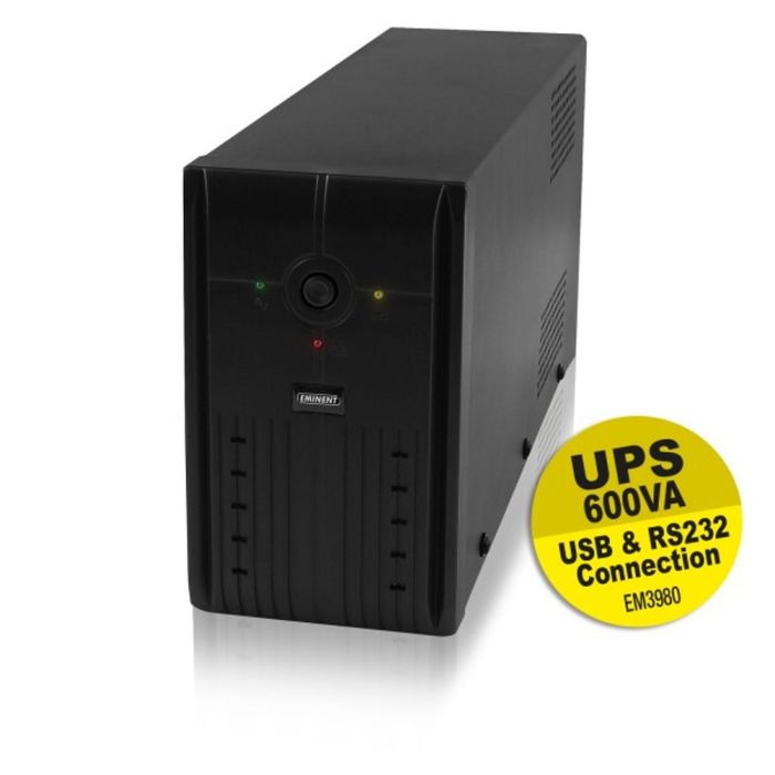 Eminent EM3980 SAI UPS 600VA 360W con Protección Línea Telefónica, RS232 y USB