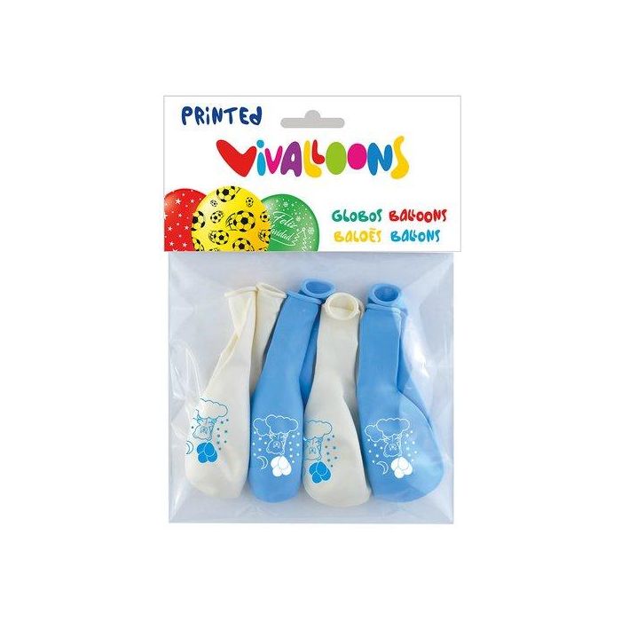 Globo Vivalloons Osito Azul/Blanco Bolsa De 8