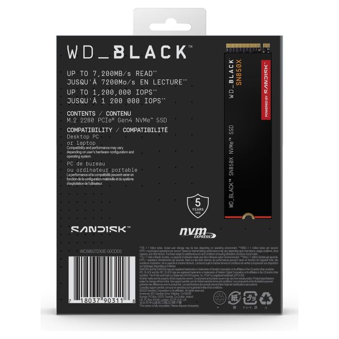 Western Digital SN850X SSD M.2 NVMe PCIe 4.0 x4 8TB