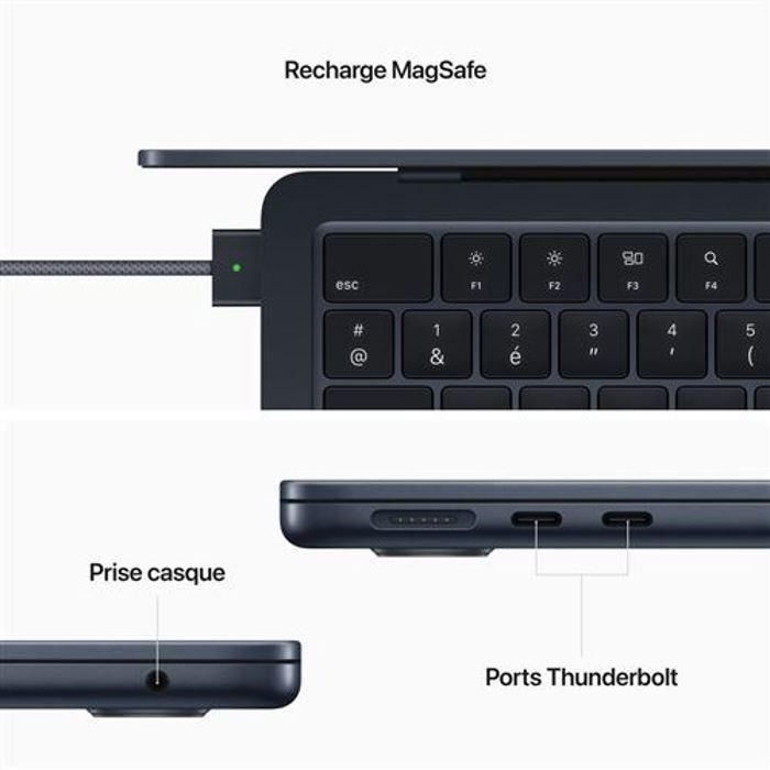 Apple - 13.6 MacBook Air M2 - 8 GB de RAM - 512 GB de almacenamiento - Medianoche - AZERTY 1