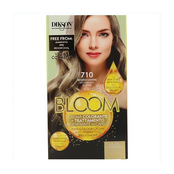 Dikson Bloom Crema Color 710 Rubio Medio Ceniza - Colorante y Tratamiento Regenerador