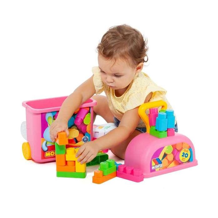 Carrito maleta trolley rosa con 20 bloques. 4 Carrito maleta trolley rosa con 20 bloques. 4