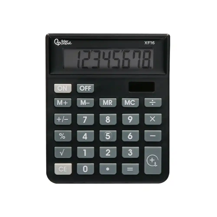 Liderpapel xf16 Calculadora Sobremesa 8 Dígitos Solar y Pilas Negro 127x105x24 mm 2