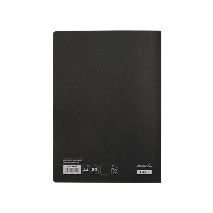 Liderpapel Libreta A4 Tapa Blanda 80 Hojas 60gr Liso con Doble Margen Negra 5