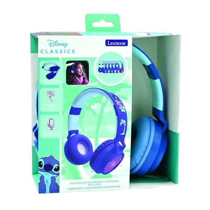 Auriculares plegables con luz Bluetooth y cable con diseño 3D del universo Stitch con limitación de volumen 4 Auriculares plegables con luz Bluetooth y cable con diseño 3D del universo Stitch con limitación de volumen 4