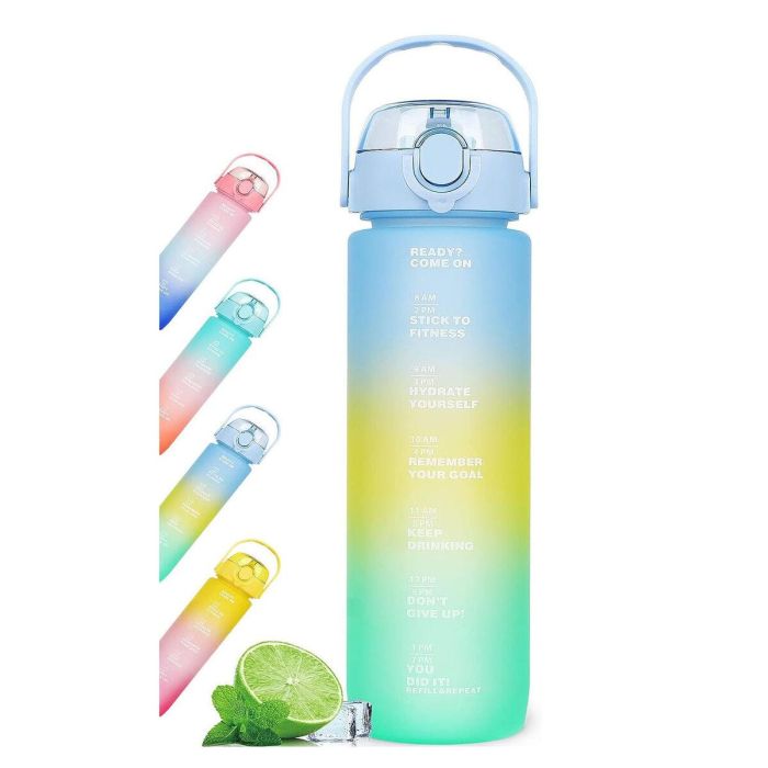 Botella con Tapa y Pajita Bewinner Multicolor 600 ml 1 Botella con Tapa y Pajita Bewinner Multicolor 600 ml 1