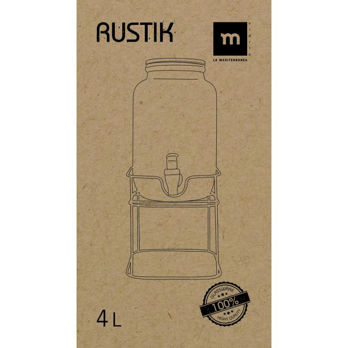 Inde Tarro Dispensador con Grifo 4L y Soporte de Metal, Medidas 17.4 x 30.5 x 16.9 cm 2