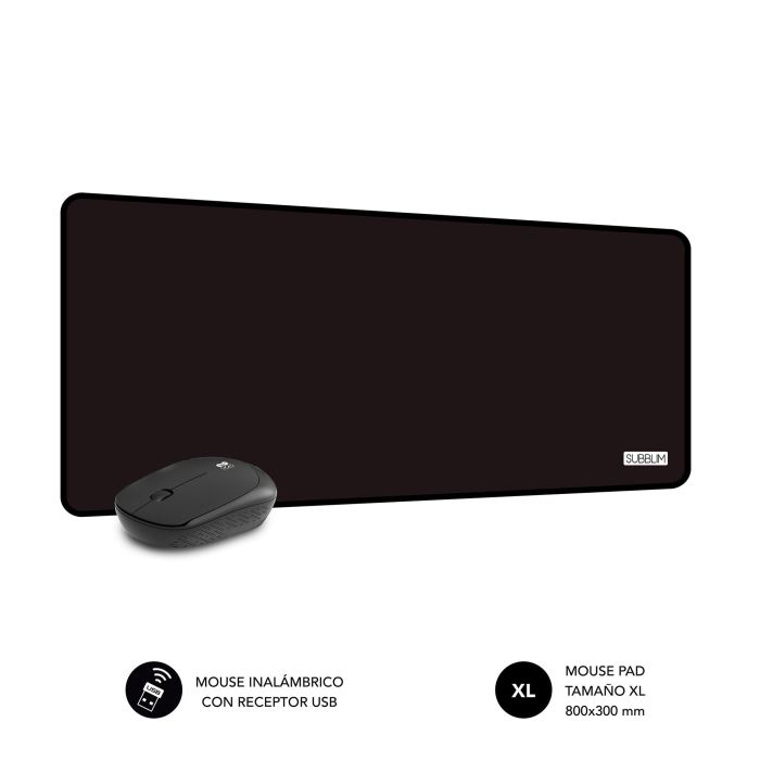 Subblim Mouse Pad Harmony Pack XL + Wireless Mouse Black SUBMP-03HP001 1