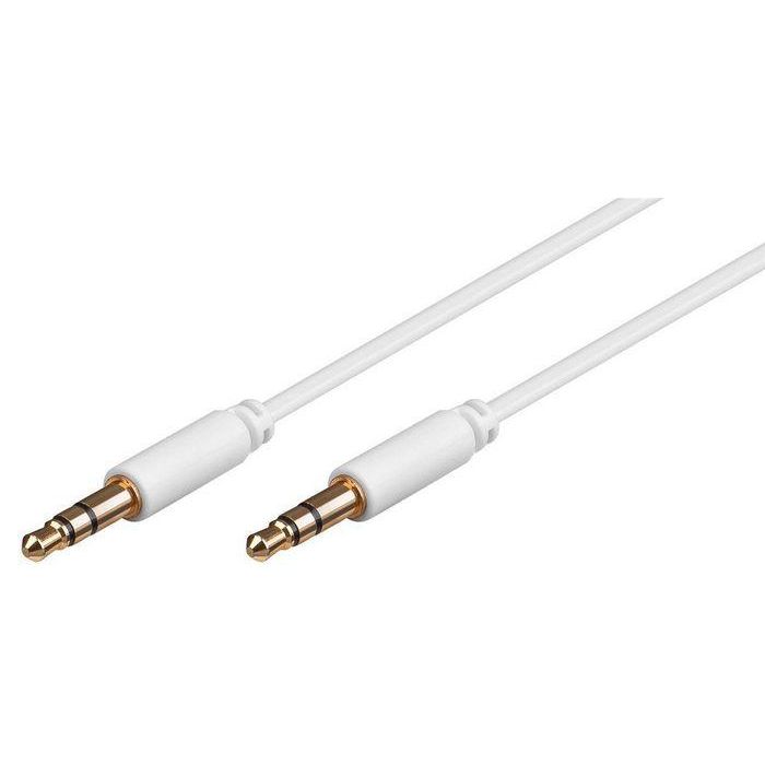 MicroConnect Cable Minijack slim 3.5 mm estéreo (3 pines), 0.5 m, para AUX/RCA, Audio para sistemas de sonido y amplificadores