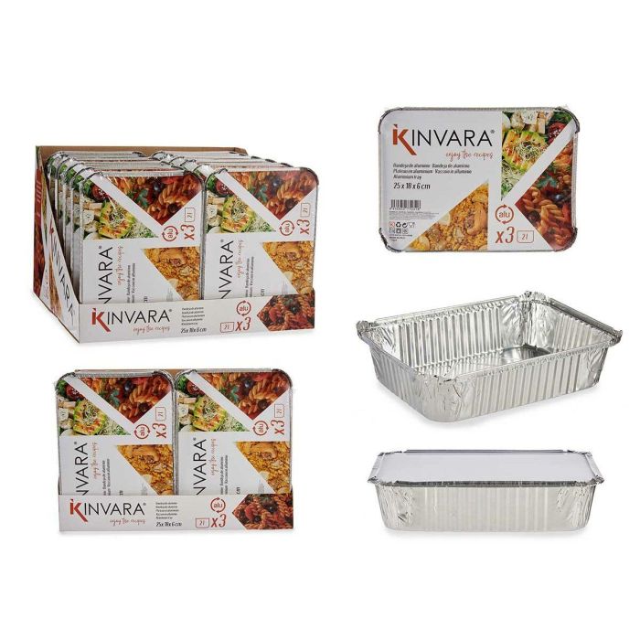 Set de bandejas para Alimentos Kinvara 16161 Plateado Aluminio 2 L 25,5 x 6,8 x 19 cm (12 Unidades) 1