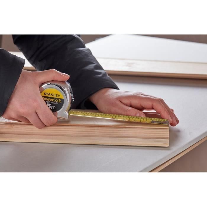 Stanley 0-33-514 Flexómetro PowerLock BladeArmor 5m x 25mm Amarillo/Plata 5 Stanley 0-33-514 Flexómetro PowerLock BladeArmor 5m x 25mm Amarillo/Plata 5