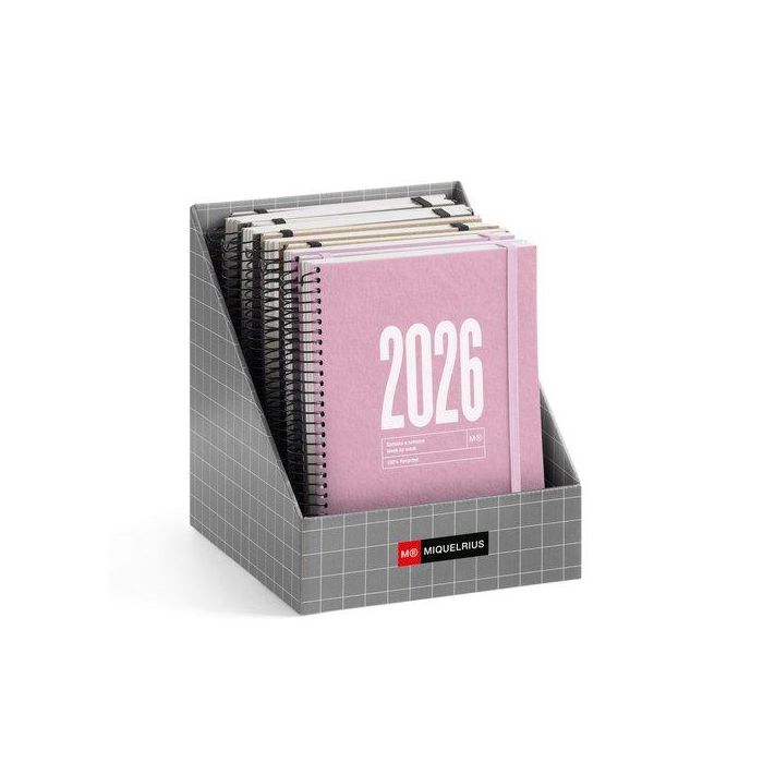 Agenda Anual (2026) Miquelrius Recycled Espiral Tapa Dura Con Goma Plus 155X213 Surtido Expositor De 10