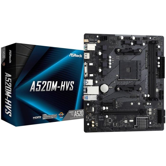 ASRock Placa Base AM4 A520M-HVS mATX para AMD Ryzen 3000 Series, DDR4, SATA, M.2 0 ASRock Placa Base AM4 A520M-HVS mATX para AMD Ryzen 3000 Series, DDR4, SATA, M.2 0