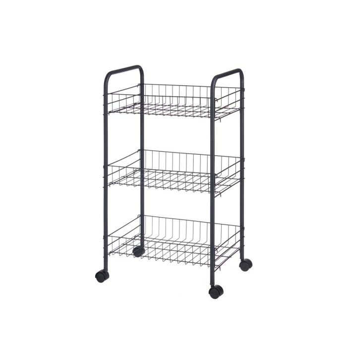 Verdulero 3 Pisos Metalico Negro Ruedas Kinvara 26X56CM (4 Unidades) 1 Verdulero 3 Pisos Metalico Negro Ruedas Kinvara 26X56CM (4 Unidades) 1