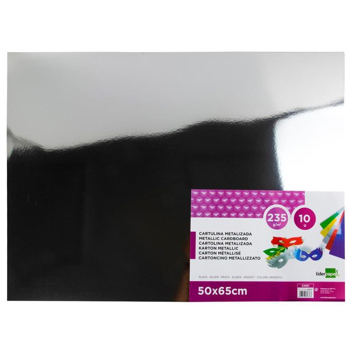 Cartulina Liderpapel 50x65 cm 235 gr-M2 Metalizada Plata 10 unidades 1 Cartulina Liderpapel 50x65 cm 235 gr-M2 Metalizada Plata 10 unidades 1