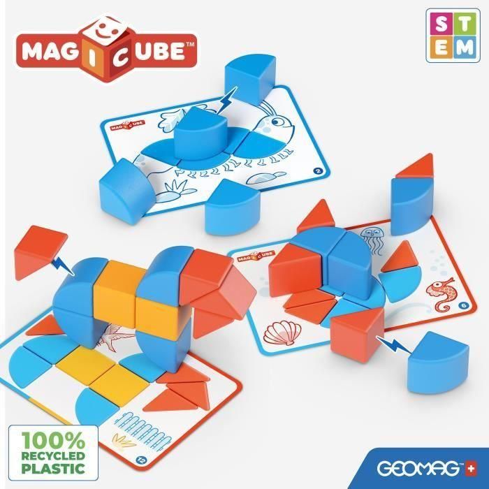 Bloques magnéticos - GEOMAG - Bloques y tarjetas Magicube - 16 piezas - Educativo - Plástico reciclado 3 Bloques magnéticos - GEOMAG - Bloques y tarjetas Magicube - 16 piezas - Educativo - Plástico reciclado 3