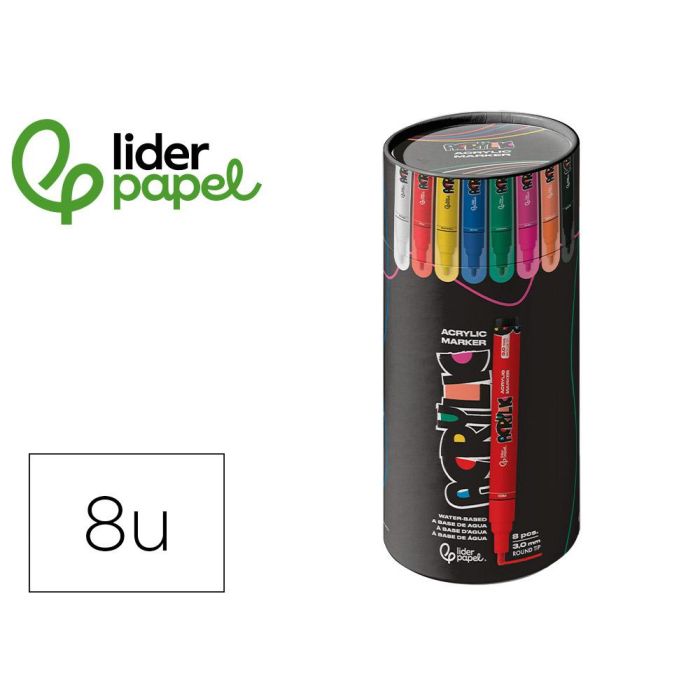 Rotulador Liderpapel Acrylic Base Agua Todo Tipo De Superficie Punta Redonda 3 mm Caja De 8 Unidades Colores Intensos Rotulador Liderpapel Acrylic Base Agua Todo Tipo De Superficie Punta Redonda 3 mm Caja De 8 Unidades Colores Intensos