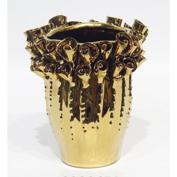 Jarrón DKD Home Decor Porcelana Dorado Moderno (18 x 18 x 23 cm)