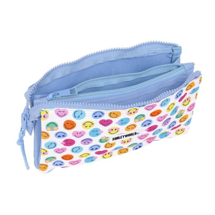 Safta Estuche Escolar Portatodo Triple Cremallera Reciclado Smiley World Joyful 120x220x30 mm 1