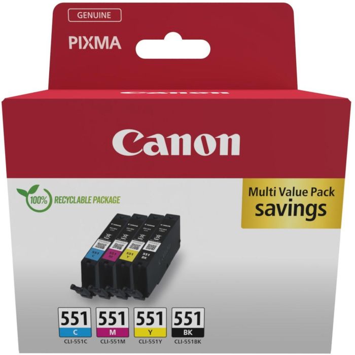 CANON Cartuchos CLI551 CMYK Multi EcoPack 4 colores carton 0 CANON Cartuchos CLI551 CMYK Multi EcoPack 4 colores carton 0