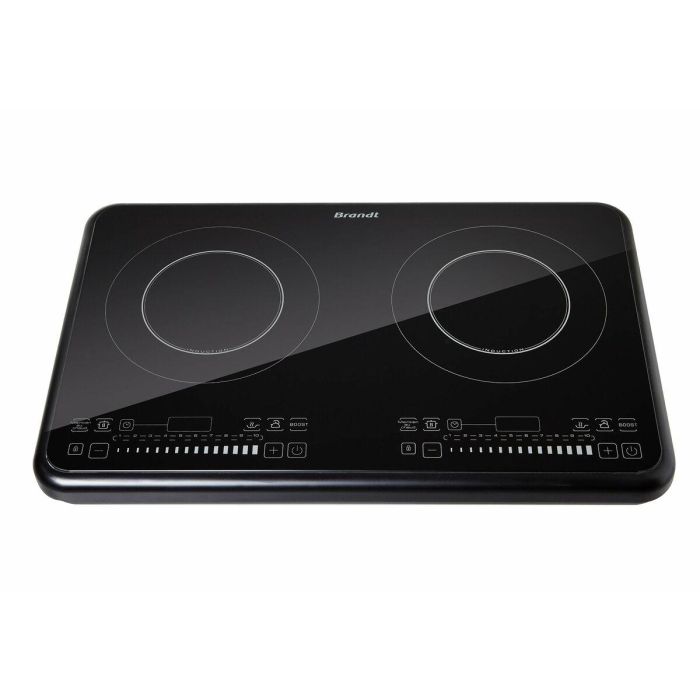 Brandt TI2FSOFT Placa de encimera de inducción con 2 zonas, vitrocerámica negra y controles frontales. Brandt TI2FSOFT Placa de encimera de inducción con 2 zonas, vitrocerámica negra y controles frontales.