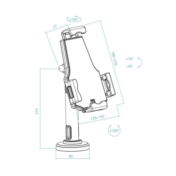 Tooq Soporte Sobremesa/Pared Antirrobo para Tablet 7.9"-10.5" Ajustable Acero Negro 7