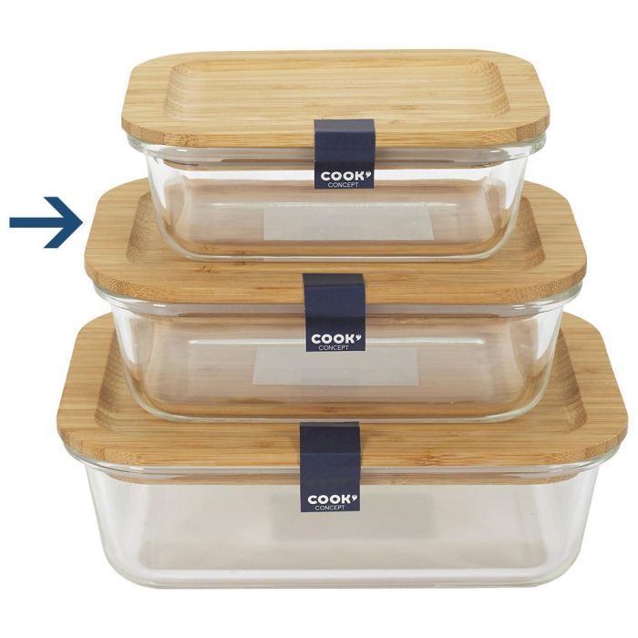Cook Concept Fiambrera 520 Ml Vidrio y Tapa Bambú 17,3x12,6x5,7 cm 2 Cook Concept Fiambrera 520 Ml Vidrio y Tapa Bambú 17,3x12,6x5,7 cm 2