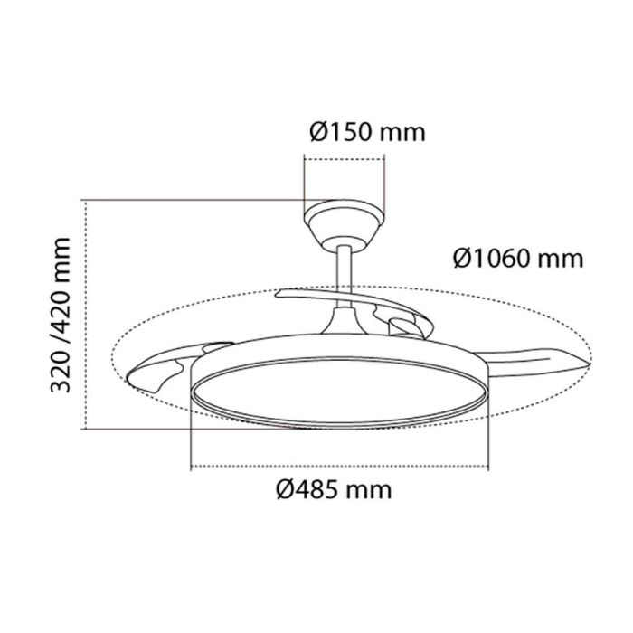 Ventilador de techo led 3cct aspas retráctiles polaris 43 W 4430 lm negro 7