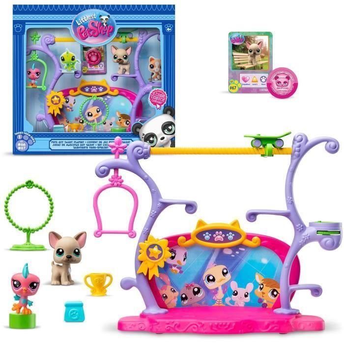 BANDAI - Littlest Pet Shop - Pets Got Talent Playset - Set de juego con 2 animales, decoración y accesorios - BF00558