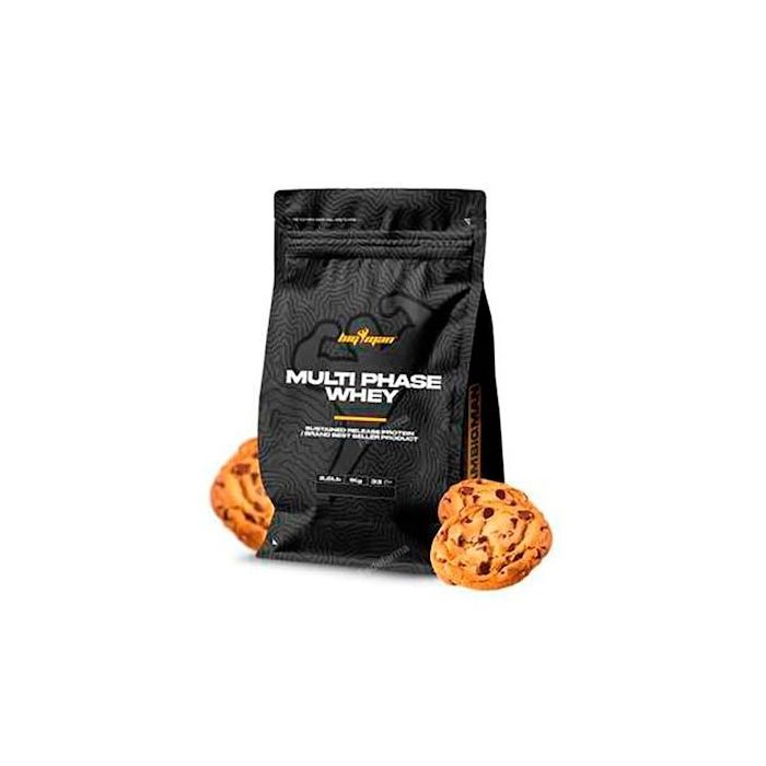 BIGMAN Multi-Phase Whey Proteína Liberación Sostenida Cookies 1 kg con Glutamina y BCAA para Deportistas