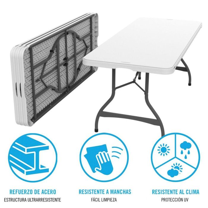 Mesa Plegable Lifetime Blanco Acero Plástico 182 x 73,5 x 76 cm 3