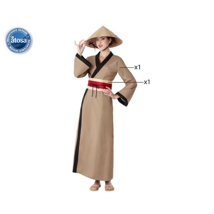 Disfraz Kimono China Marrón para Mujer Adulto con Vestido y Cinturón, Talla XS-S. Ideal para Fiestas Temáticas Países del Mundo Disfraz Kimono China Marrón para Mujer Adulto con Vestido y Cinturón, Talla XS-S. Ideal para Fiestas Temáticas Países del Mundo