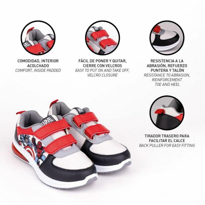 Zapatillas Deportivas con LED The Avengers Velcro Negro 3 Zapatillas Deportivas con LED The Avengers Velcro Negro 3