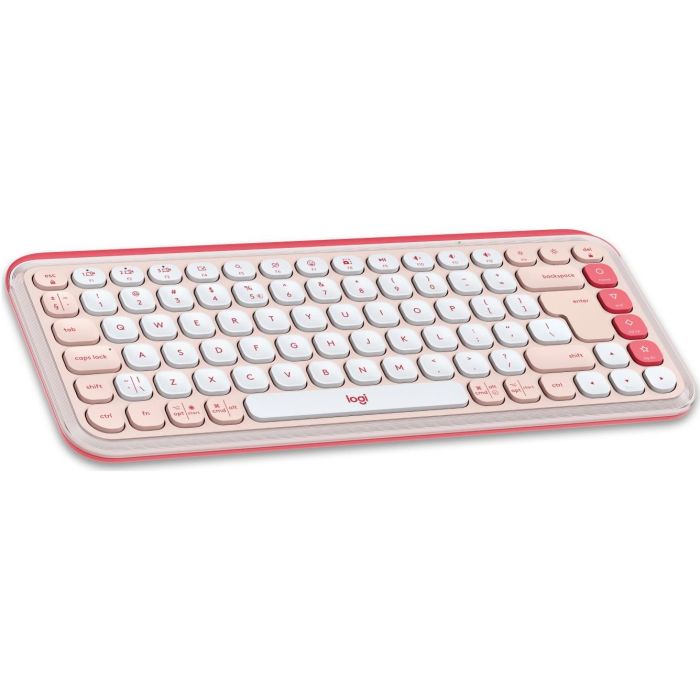 Logitech POP ICON KEYS - ROSE (US) Teclado Inalámbrico Bluetooth Mini QWERTY Rosa, Multidispositivo para Windows/Mac/Android