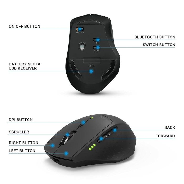 Rapoo MT550 RAP6940056177452 Ratón Inalámbrico Negro 12