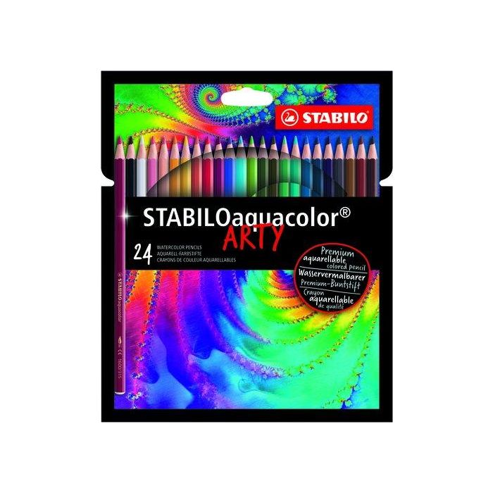 Lapices Acuarelables Stabilo Aquacolor Arty Line Estuche Carton De 24 6 unidades