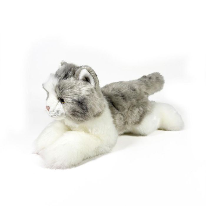 Peluche Gato Gris Y Blanco Tumbado 25Cm 939D00300 Bocalan