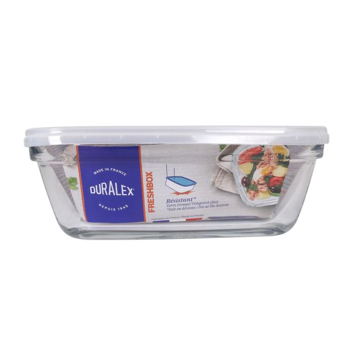 Duralex Fiambrera Rectangular Freshbox 1.1L, 19.5 x 14.6 x 6.5 cm con Tapa Transparente (6 Unidades) 1