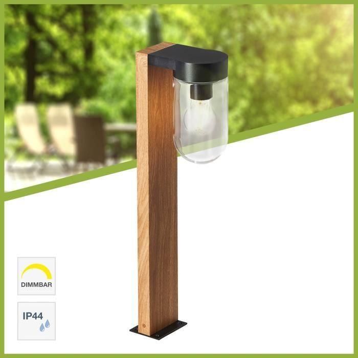 BRILLIANT - CABAR Pilona exterior - color madera oscuro/negro - metal/vidrio E27 1x40W 2 BRILLIANT - CABAR Pilona exterior - color madera oscuro/negro - metal/vidrio E27 1x40W 2