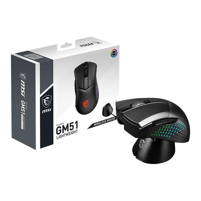 MSI Clutch GM51 Lightweight Wireless Ratón Gaming Óptico Negro 26000 DPI 1 ms RF Wireless + Bluetooth + USB Type-C 7