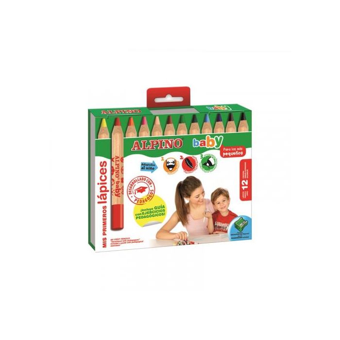 Alpino Estuche 12 Lápices de Colores para Bebés AL000177 - Mina Blanda, Sacapuntas y Guía Pedagógica Incluidos 0 Alpino Estuche 12 Lápices de Colores para Bebés AL000177 - Mina Blanda, Sacapuntas y Guía Pedagógica Incluidos 0
