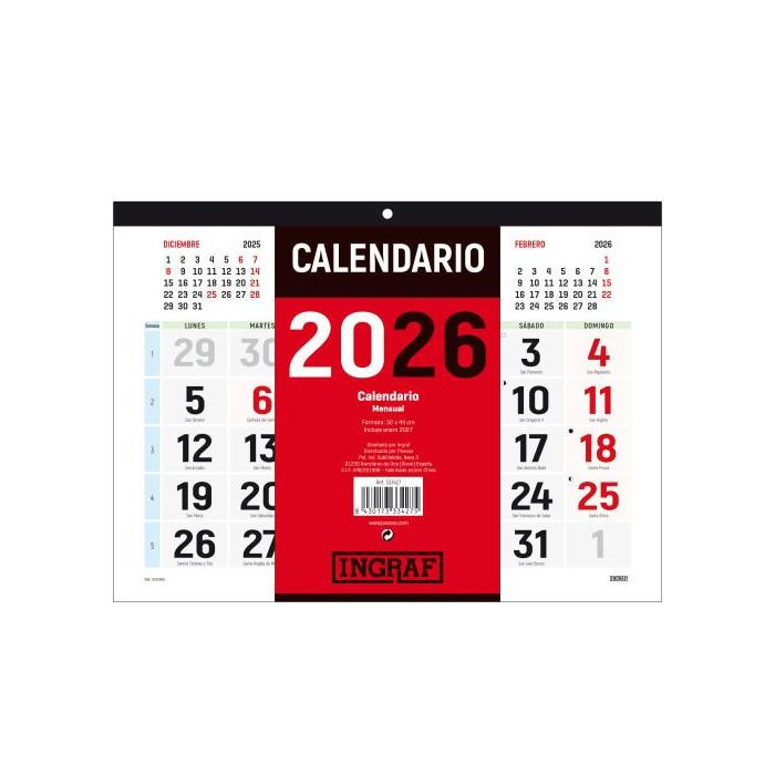 Calendario 2026 Pared Horizontal Doble Cara Castellano Ingraf 333427 1
