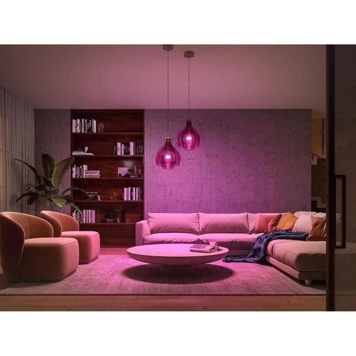 Philips Hue White & Color Ambiance, Bulbo LED conectado E27, equivalente 75W, 1100 Lumen, Bluetooth Compatible, Paquete de 2 2 Philips Hue White & Color Ambiance, Bulbo LED conectado E27, equivalente 75W, 1100 Lumen, Bluetooth Compatible, Paquete de 2 2