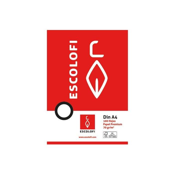 Papel Escolofi A4 100H 70Gr Cuadric.4X4 C/Margen
