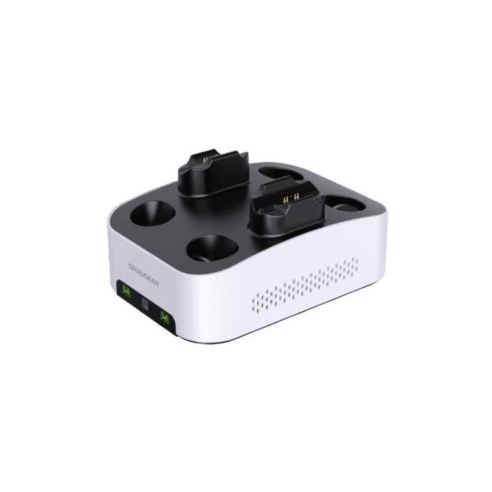 GRAUGEAR G-3506-CG Gaming Festplattenge. USB-C con Dual Ladestation PS5, Caja Disco Duro 3.5" SATA 6 Gbit/s Negro/Blanco