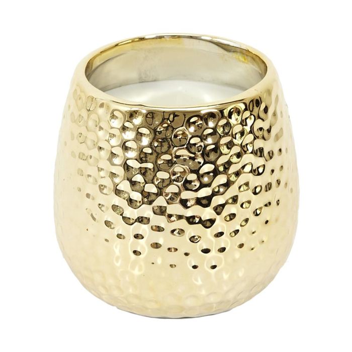 Home Deco Factory Vela Martilleada Dorada, Aroma Almizcle, 9 cm