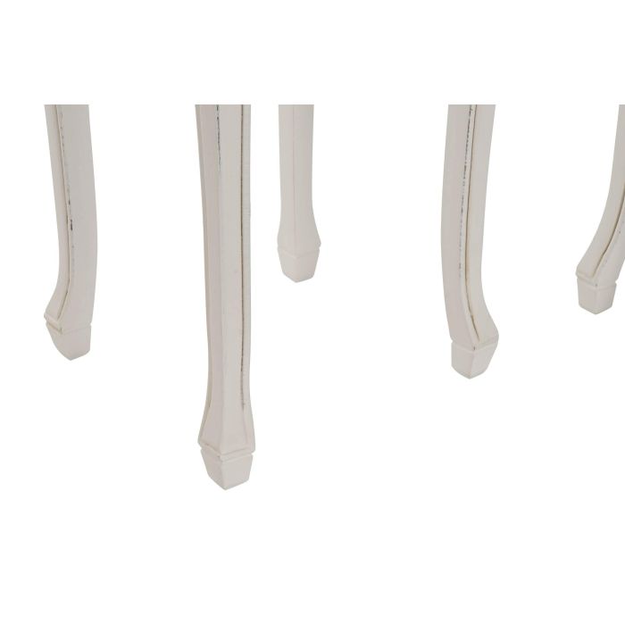 DKD Home Decor Mesita Auxiliar Tradicional Blanco Marron Paulownia Set de 2 35 x 80 x 35 cm 3