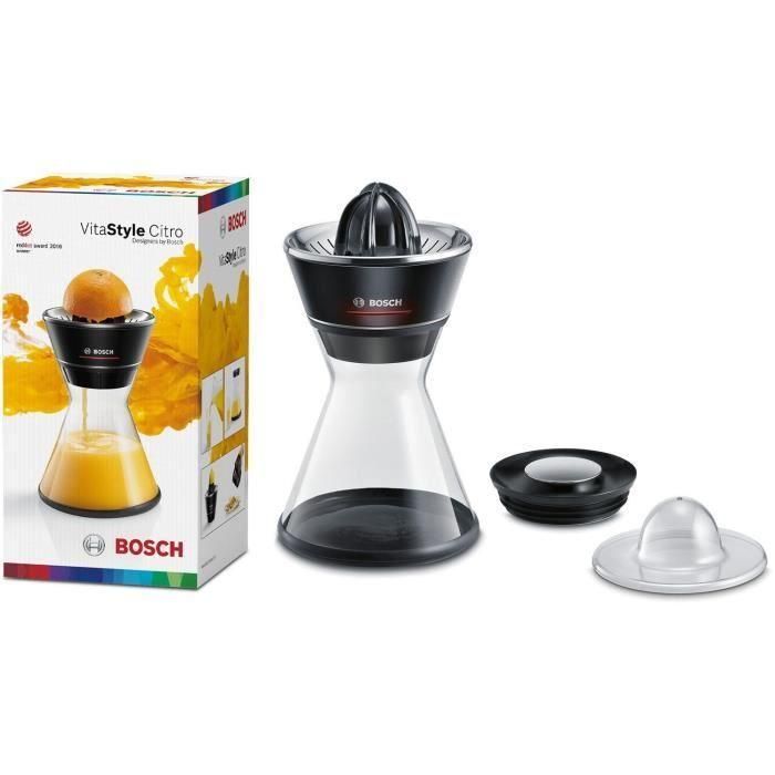 Exprimidor de cítricos - BOSCH - MCP72GPB VitaStyle Citro - Negro / acero inoxidable cepillado - 40 W - LED - Depósito de vidrio de 1 L - cono universal 3 Exprimidor de cítricos - BOSCH - MCP72GPB VitaStyle Citro - Negro / acero inoxidable cepillado - 40 W - LED - Depósito de vidrio de 1 L - cono universal 3