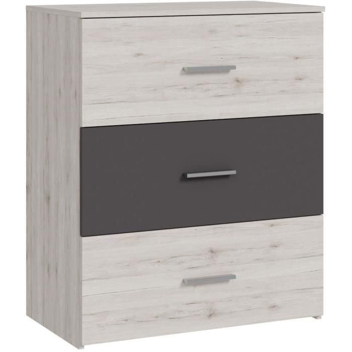 Cómoda ADRIA 3 cajones Roble fresno / Gris liso 75,2 x 41,3 x 89,7 cm 4 Cómoda ADRIA 3 cajones Roble fresno / Gris liso 75,2 x 41,3 x 89,7 cm 4